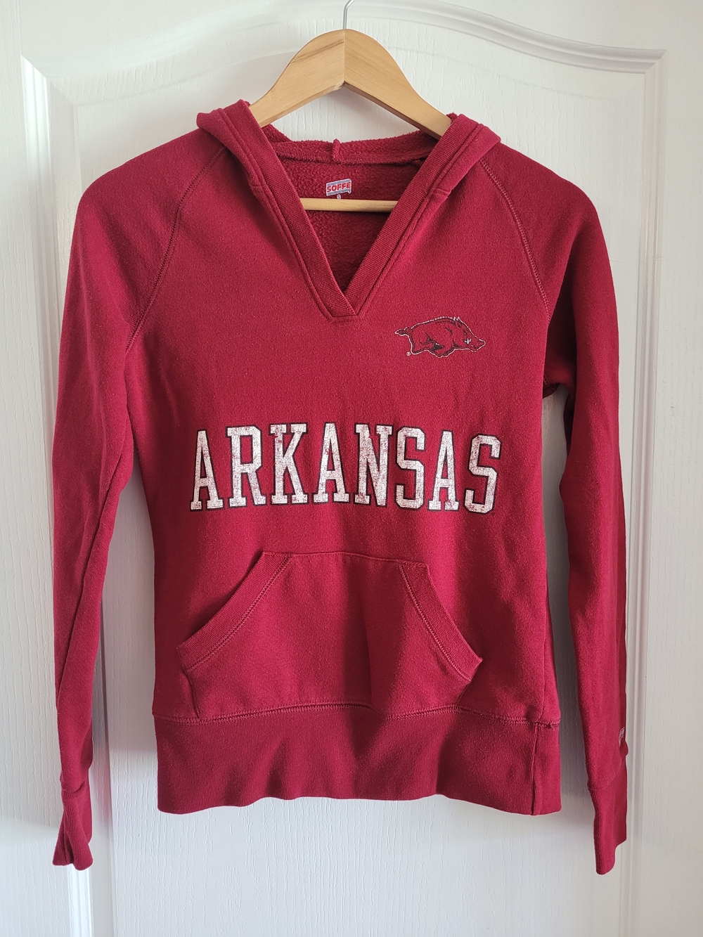 Arkansas Razorbacks Red Pullover Hoodie Sweatshirt with V-Neck